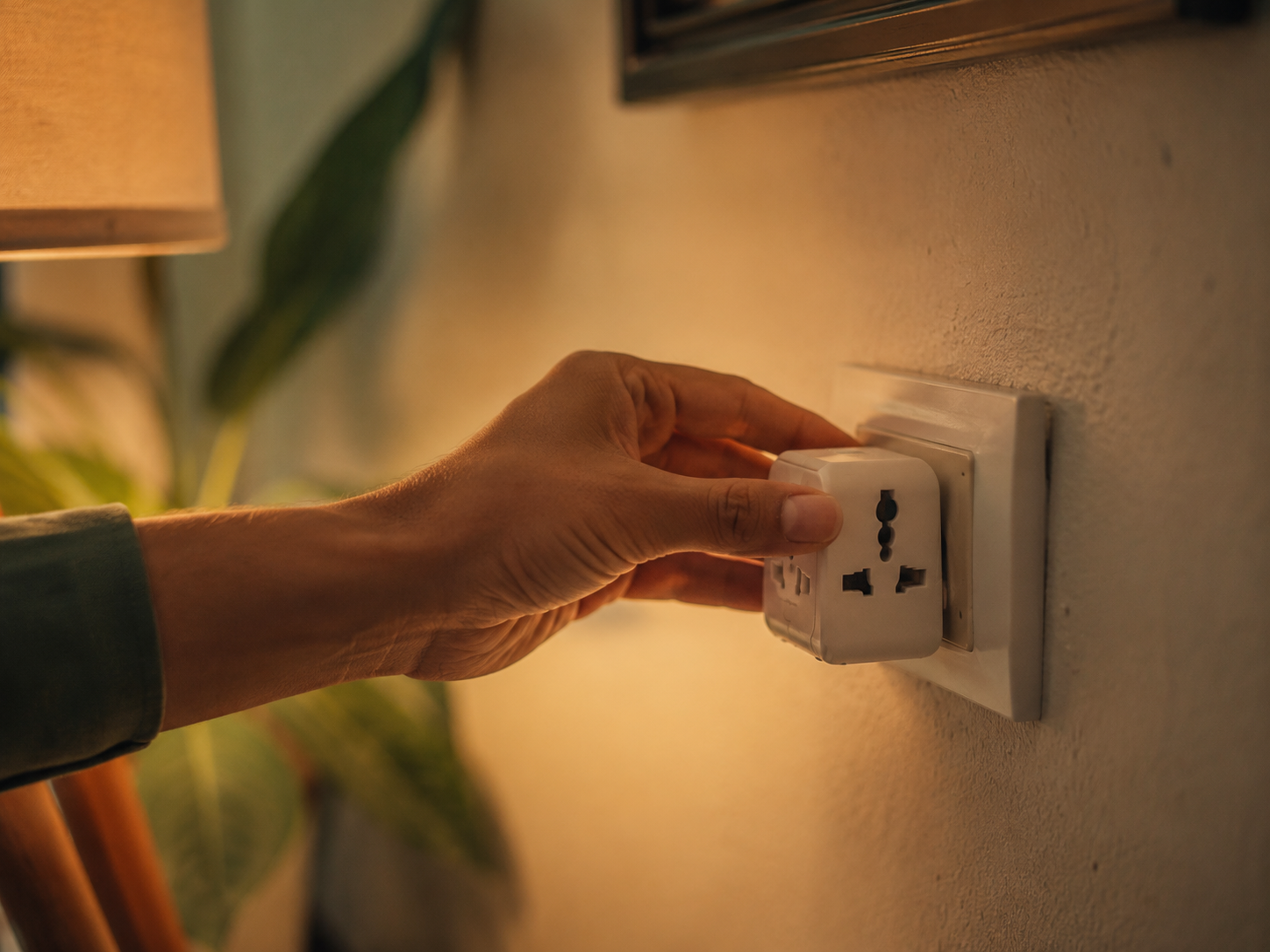 Adaptateur de prise universel branché sur une prise