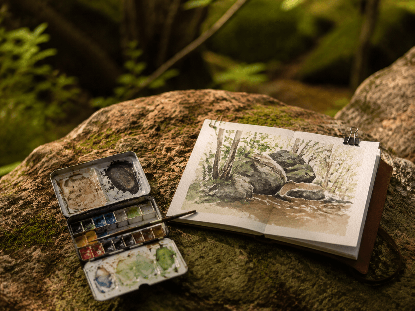 Kit d'aquarelle de voyage avec carnet de croquis